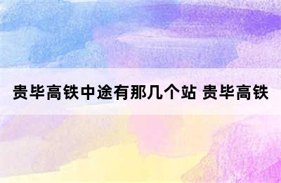 贵毕高铁中途有那几个站 贵毕高铁